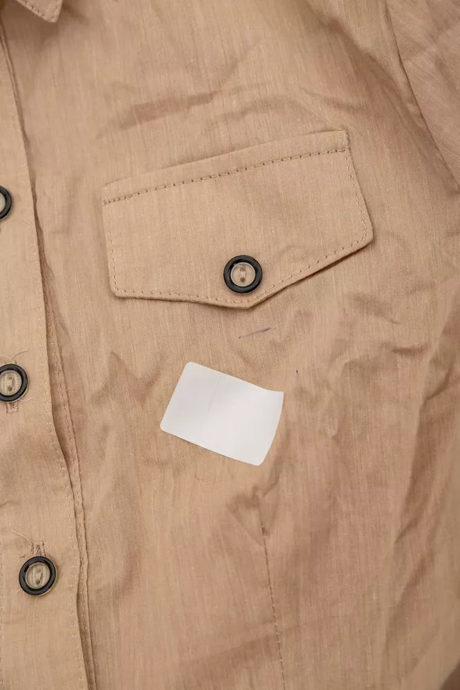 Купить Рубашка женская однотонная  -уценка, цвет бежевый, 230R068-8-U-2 - Фото №6