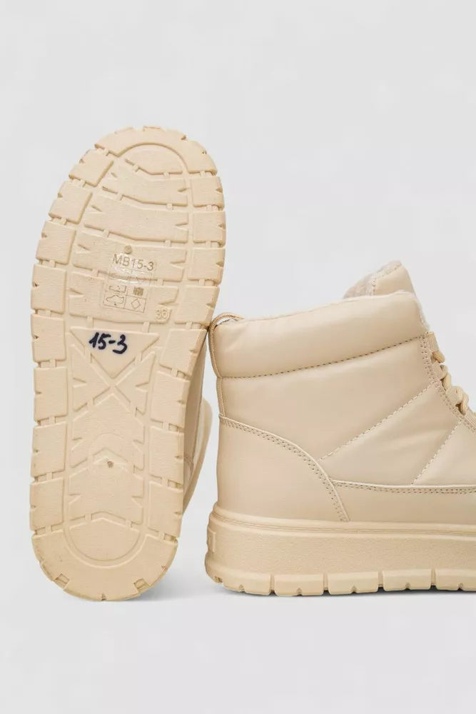 Купити Черевики жіночі зимові на хутрі, колір бежевий, 248RMB15 - Фото №5