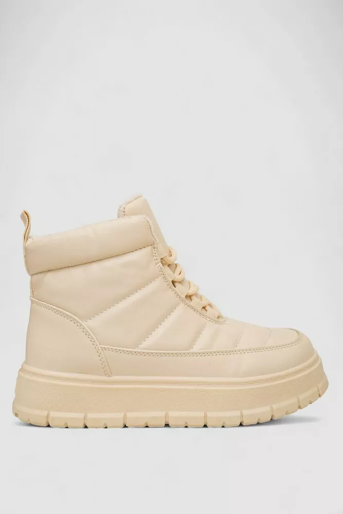 Купити Черевики жіночі зимові на хутрі, колір бежевий, 248RMB15 - Фото №1