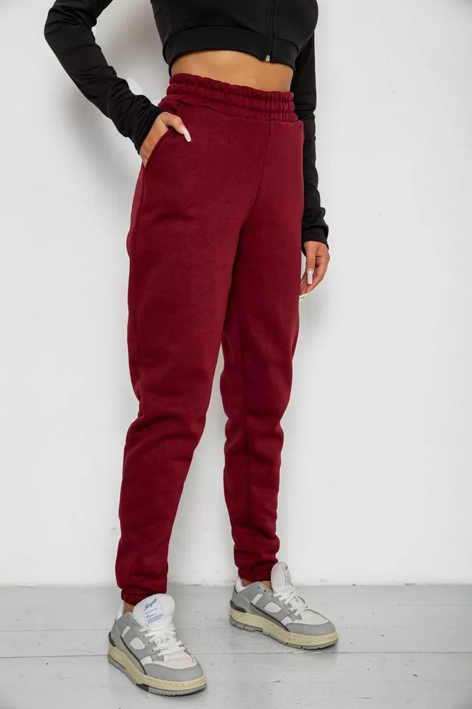 Купить Спортивные штаны женские на флисе  -уценка, цвет бордовый, 238R58671-U-27 - Фото №3