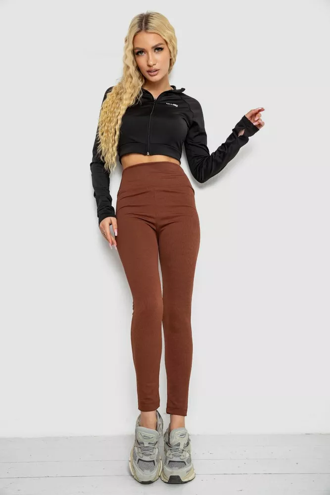 Купить Лосины в рубчик  -уценка, цвет коричневый, 221R607-U-2 - Фото №2