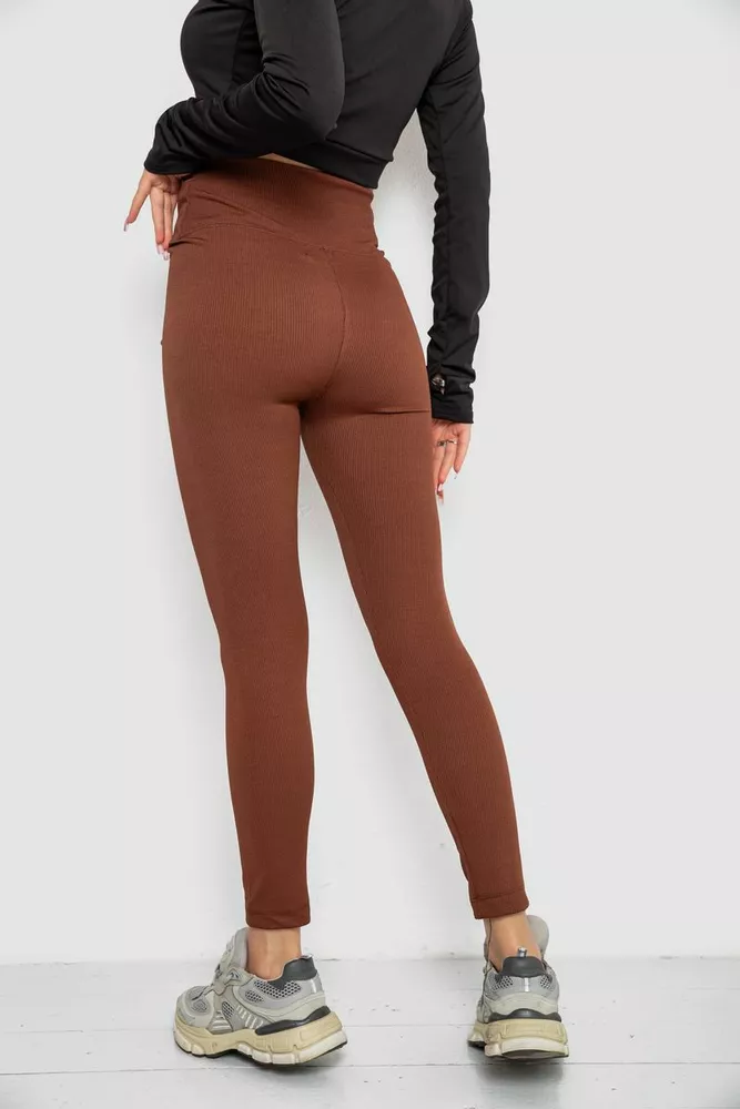 Купить Лосины в рубчик  -уценка, цвет коричневый, 221R607-U-2 - Фото №4