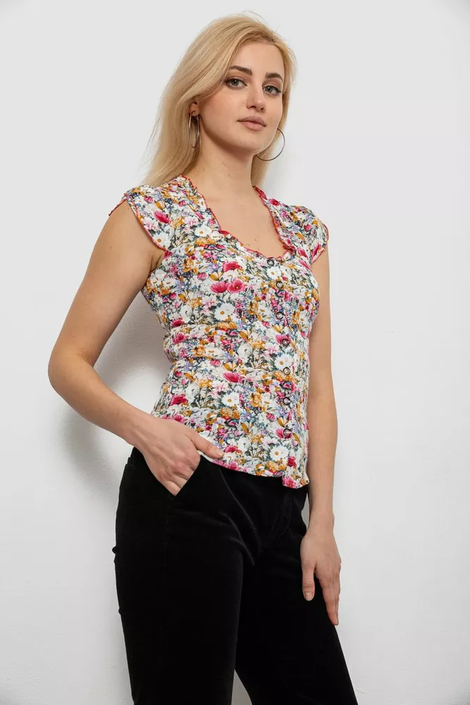 Купить Блуза c цветочным принтом, цвет красный, 230R262 - Фото №3