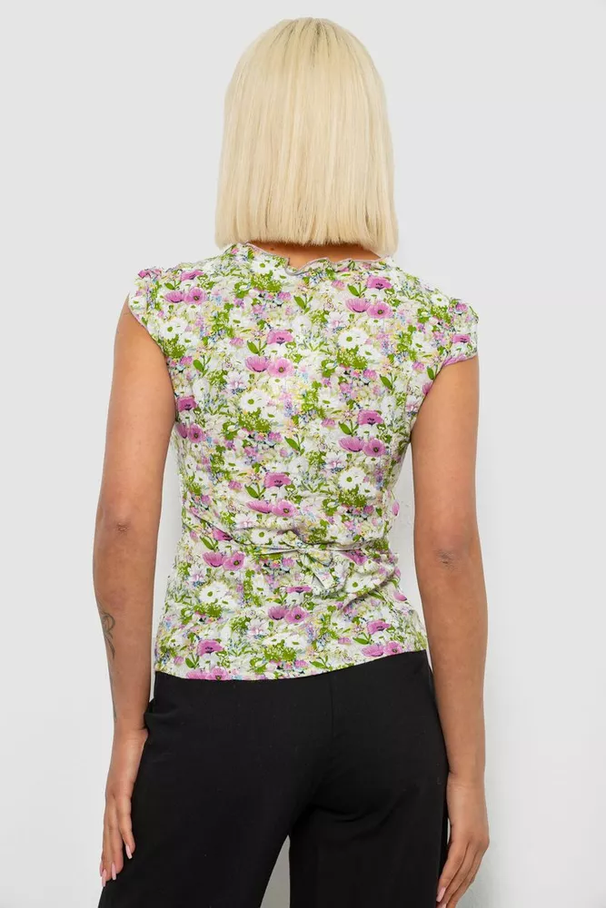 Купить Блуза c цветочным принтом, цвет салатовый, 230R262 - Фото №4