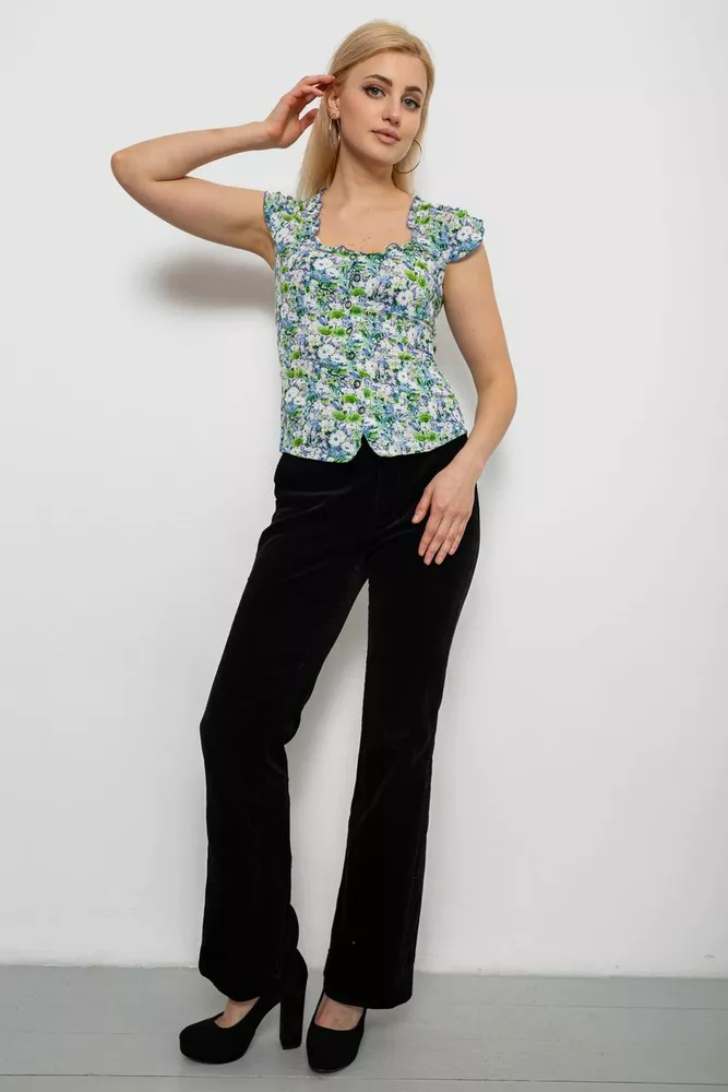Купить Блуза c цветочным принтом, цвет синий, 230R262 - Фото №2