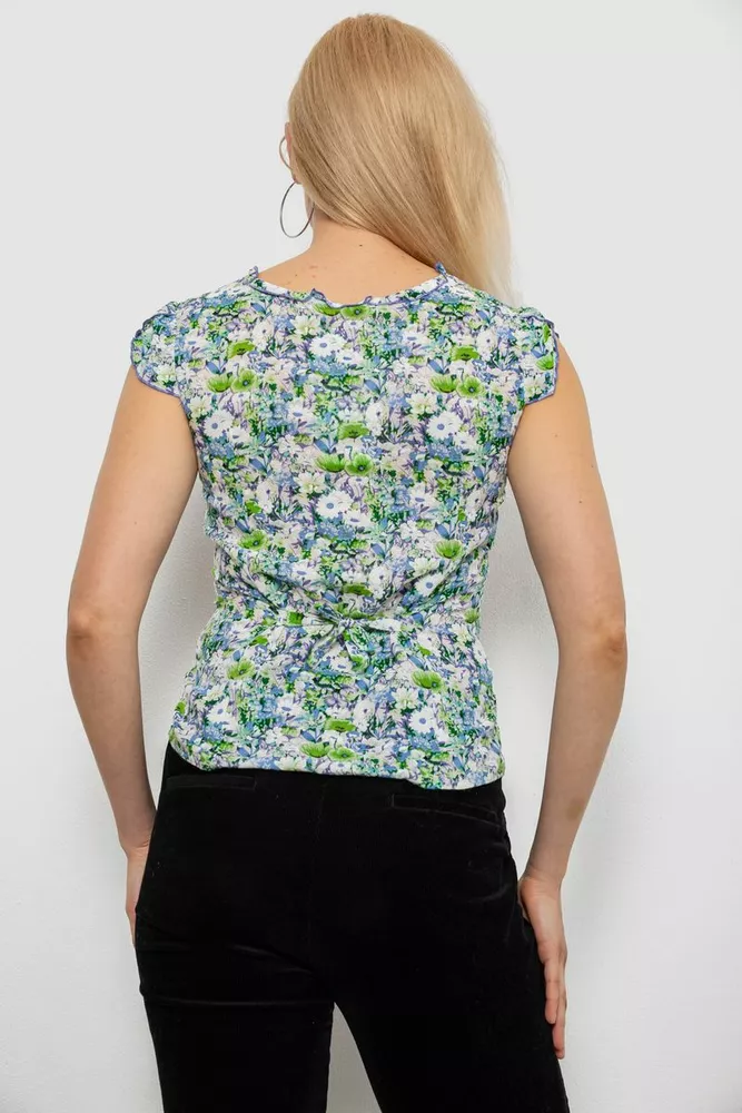 Купить Блуза c цветочным принтом, цвет синий, 230R262 - Фото №4