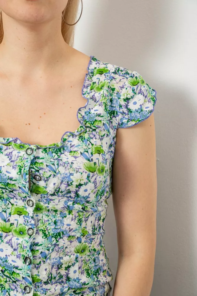 Купить Блуза c цветочным принтом, цвет синий, 230R262 - Фото №5