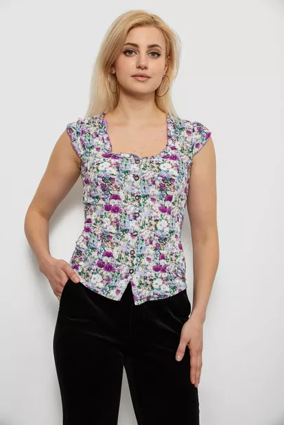 Блуза c цветочным принтом, цвет сиреневый, 230R262