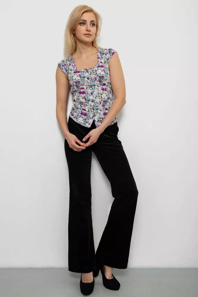 Купить Блуза c цветочным принтом, цвет сиреневый, 230R262 - Фото №2