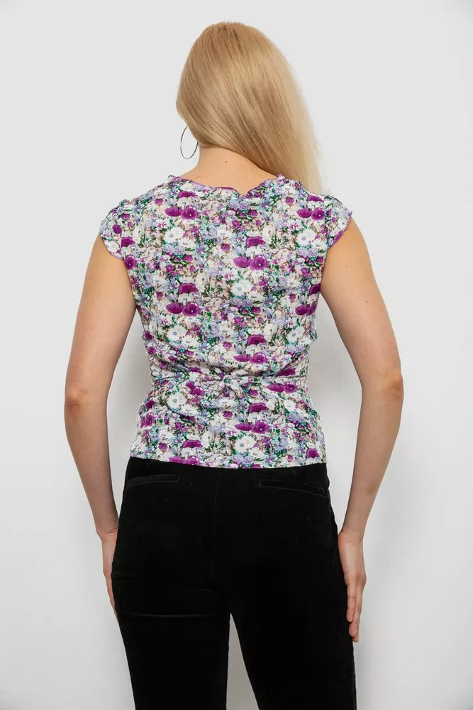 Купить Блуза c цветочным принтом, цвет сиреневый, 230R262 - Фото №4
