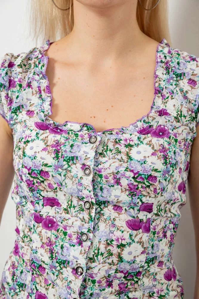 Купить Блуза c цветочным принтом, цвет сиреневый, 230R262 - Фото №5