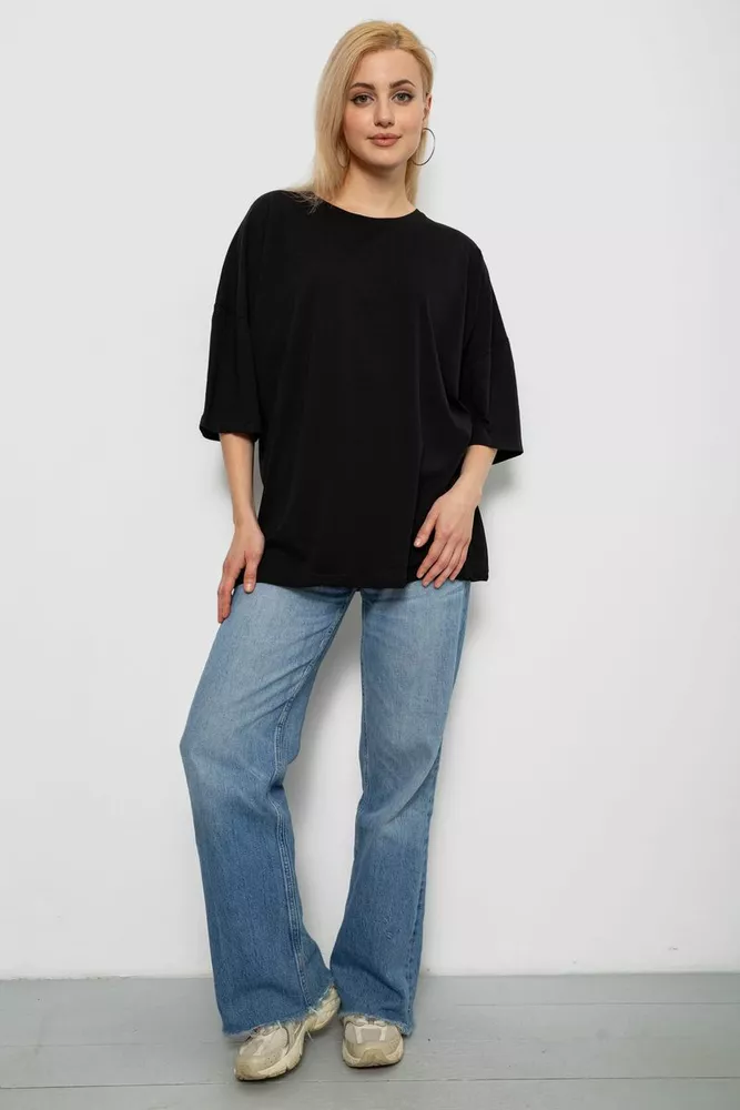 Купить Футболка женская однотонная, цвет черный, 244R2023 - Фото №2