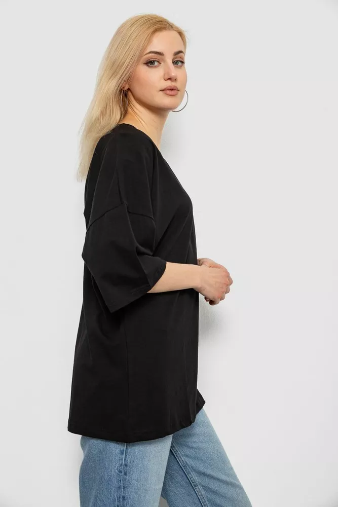 Купить Футболка женская однотонная, цвет черный, 244R2023 - Фото №3