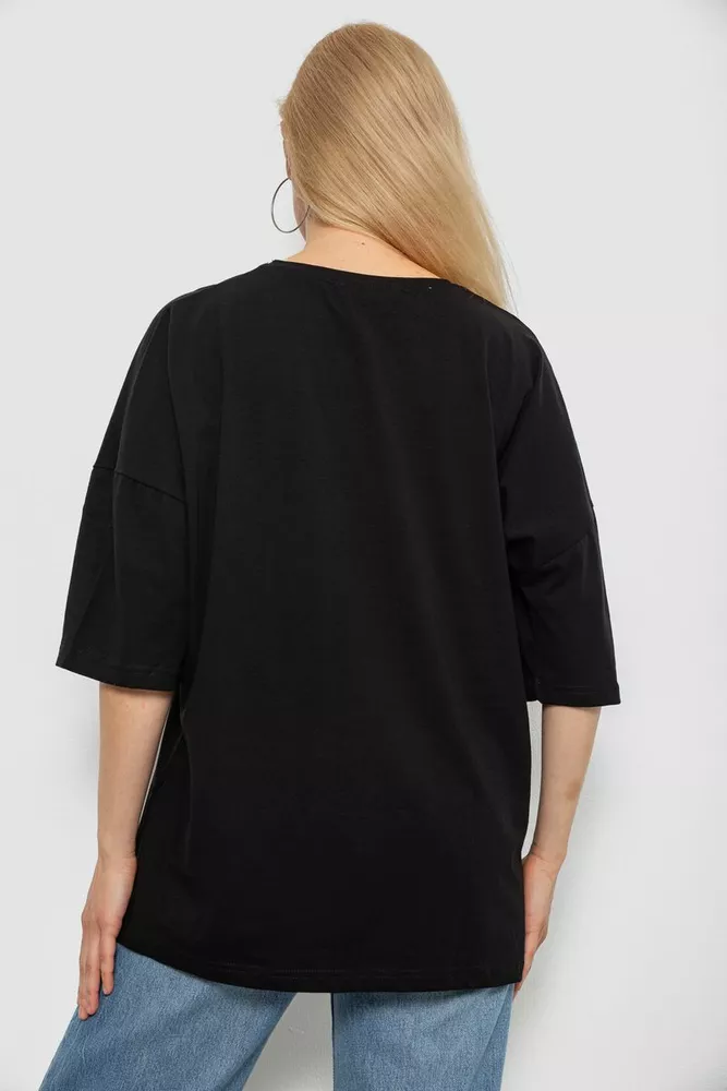 Купить Футболка женская однотонная, цвет черный, 244R2023 - Фото №4