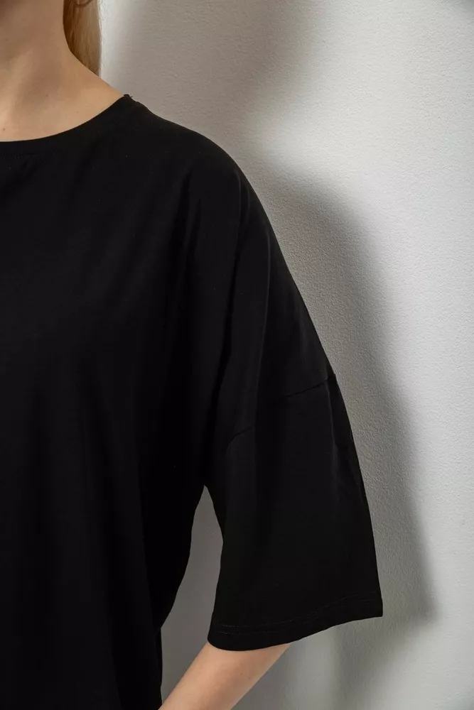 Купить Футболка женская однотонная, цвет черный, 244R2023 - Фото №5