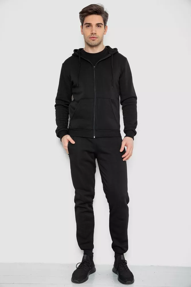 Купити Спорт костюм чоловічий на флісі, колір чорний, 129R7630 - Фото №1
