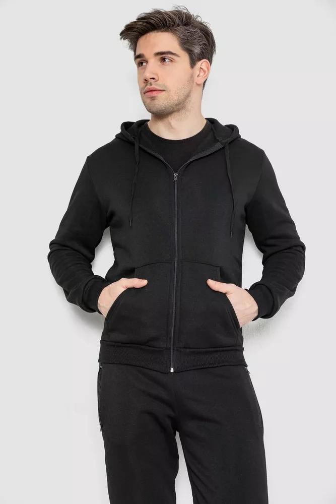 Купити Спорт костюм чоловічий на флісі, колір чорний, 129R7630 - Фото №2