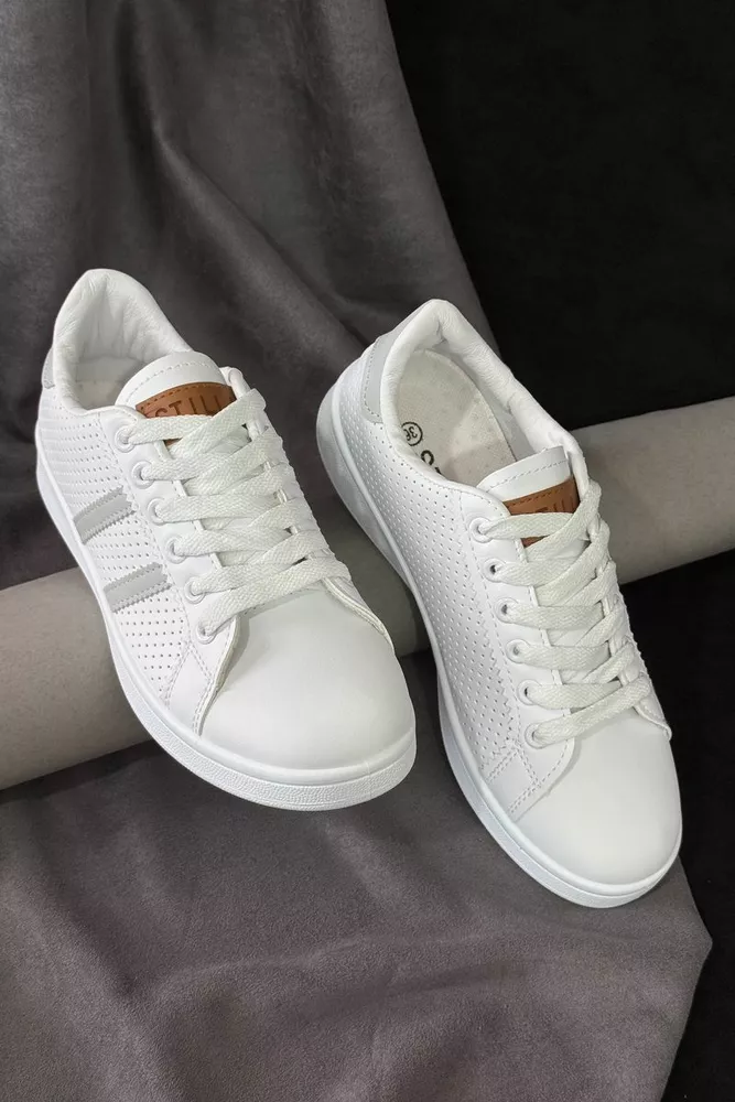 Купить Кеды женские, цвет бело-серый, 248RR67 оптом - Фото №2