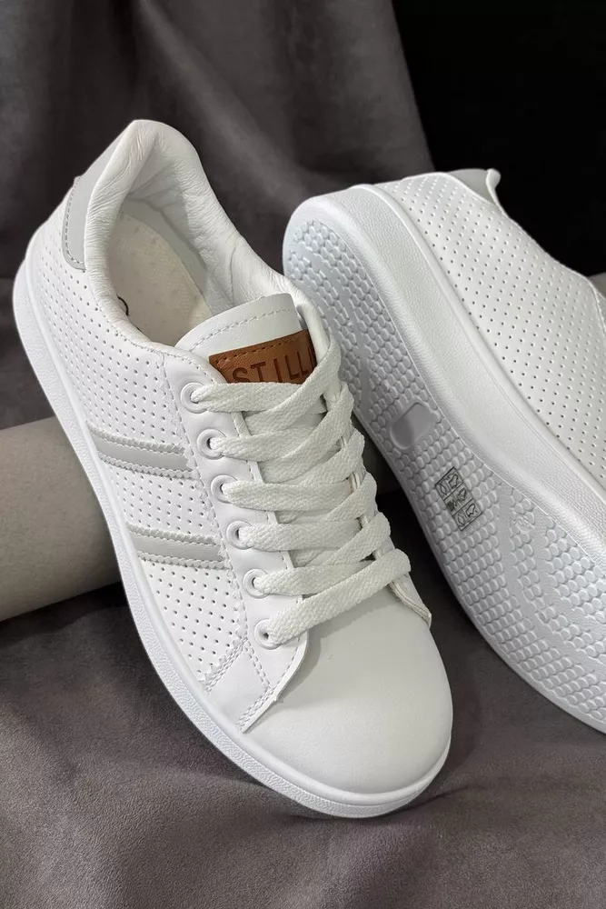 Купить Кеды женские, цвет бело-серый, 248RR67 оптом - Фото №1