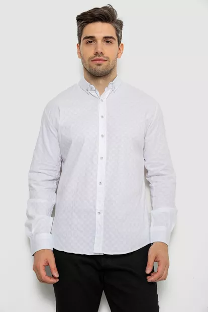 Сорочка чоловіча однотонна, колір білий, 214R7075