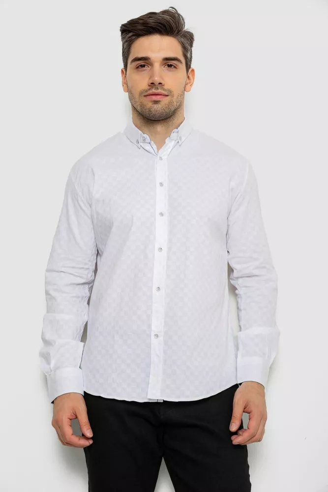 Купити Сорочка чоловіча однотонна, колір білий, 214R7075 оптом - Фото №1