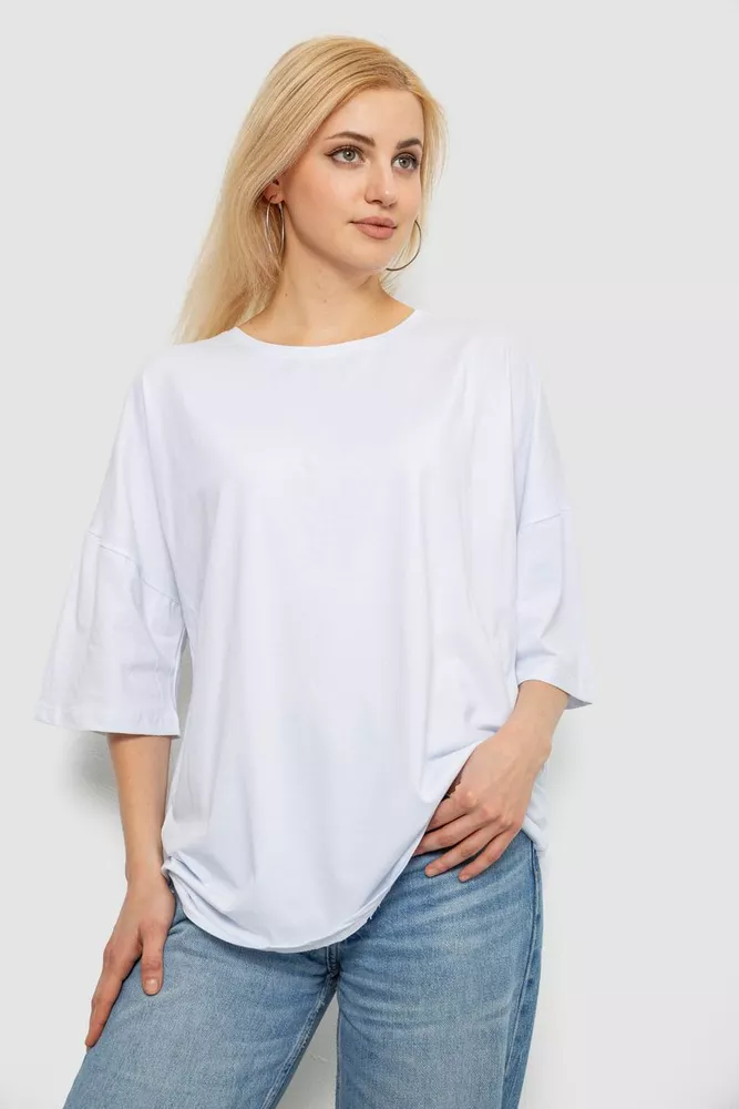 Купить Футболка женская однотонная, цвет белый, 244R2023 - Фото №1