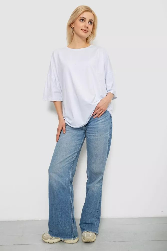 Купить Футболка женская однотонная, цвет белый, 244R2023 - Фото №2