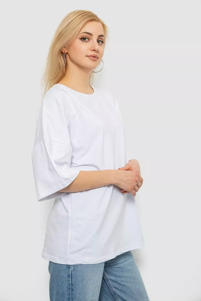 Купить Футболка женская однотонная, цвет белый, 244R2023 - Фото №3