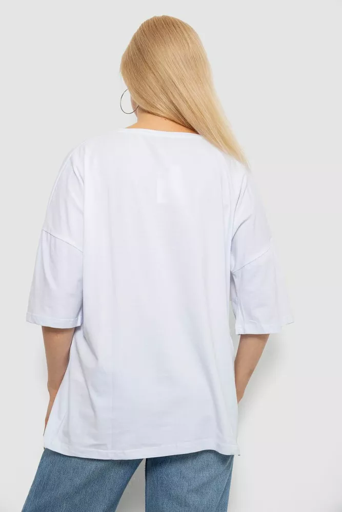 Купить Футболка женская однотонная, цвет белый, 244R2023 - Фото №4