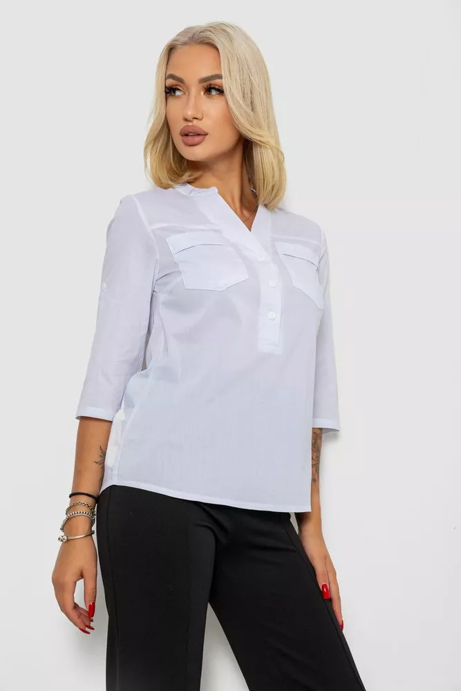 Купить Блуза однотонная  -уценка, цвет белый, 230RP-96-1-U-11 - Фото №3