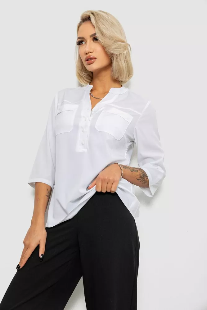 Купить Блуза однотонная  -уценка, цвет белый, 230R97-1-U-14 - Фото №3