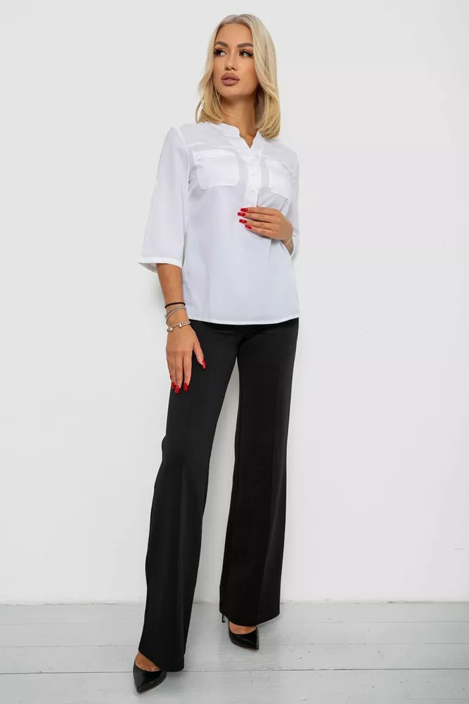 Купити Блуза однотонна  -уцінка, колір білий, 230R97-U-5 - Фото №2