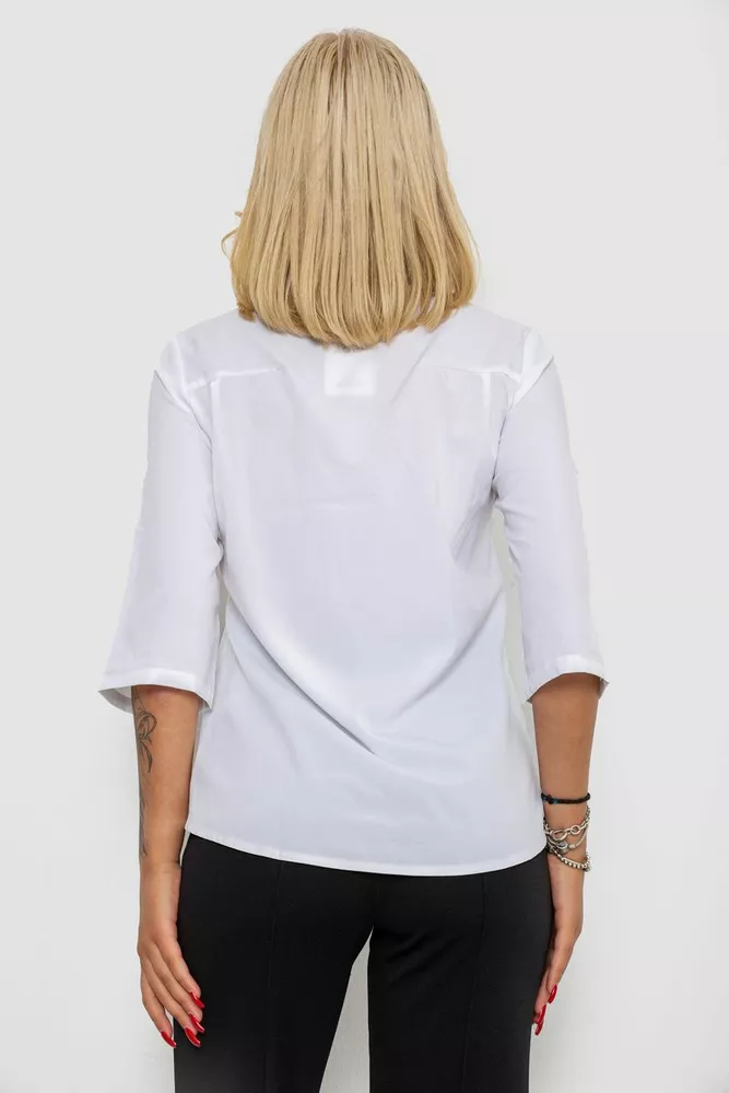 Купити Блуза однотонна  -уцінка, колір білий, 230R97-U-5 - Фото №4