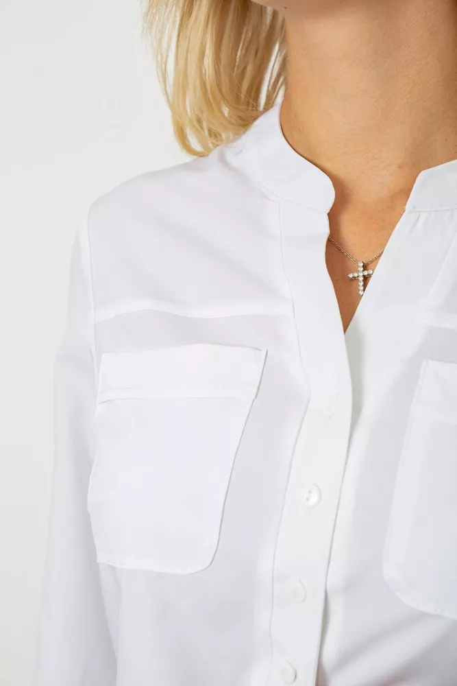 Купити Блуза однотонна  -уцінка, колір білий, 230R97-U-5 - Фото №5
