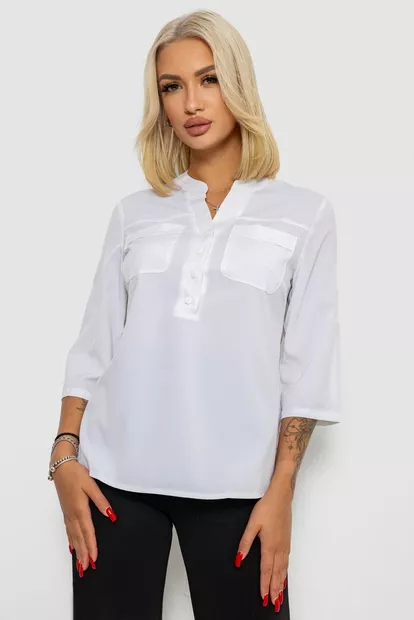 Блуза однотонна  -уцінка, колір білий, 230R97-U-5