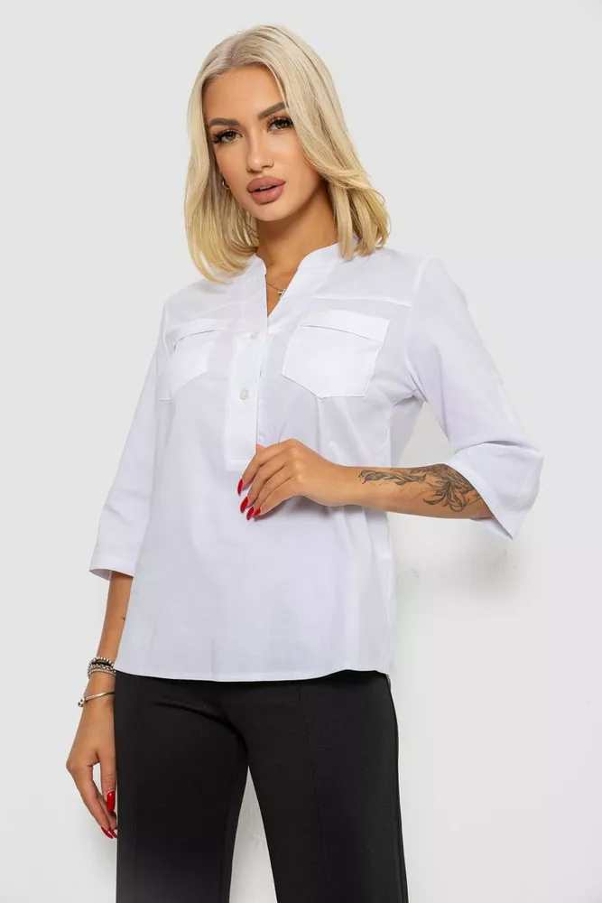 Купить Блуза однотонная  -уценка, цвет белый, 230R96-15-U-5 оптом - Фото №3