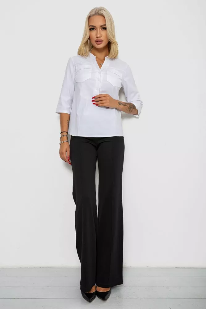 Купити Блуза однотонна  -уцінка, колір білий, 230R96-13-U-4 - Фото №2