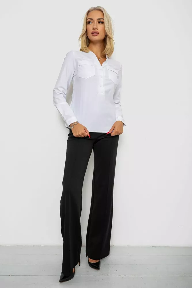 Купити Блуза однотонна  -уцінка, колір білий, 230R96-12-U-7 - Фото №2