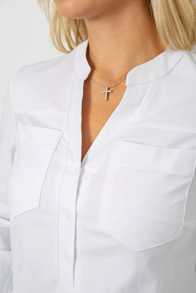 Купити Блуза однотонна  -уцінка, колір білий, 230R96-12-U-7 - Фото №5
