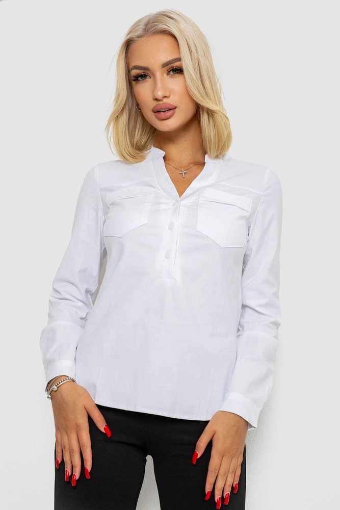 Купити Блуза однотонна  -уцінка, колір білий, 230R96-12-U-7 - Фото №1