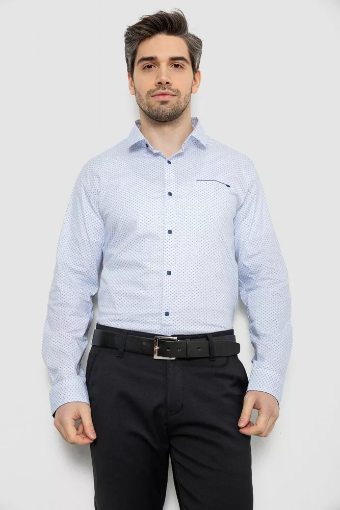 Купити Сорочка чоловіча однотонна з принтом, колір білий, 186R2011 - Фото №1