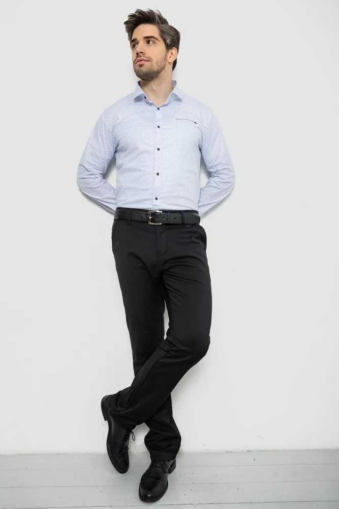 Купити Сорочка чоловіча однотонна з принтом, колір білий, 186R2011 - Фото №2