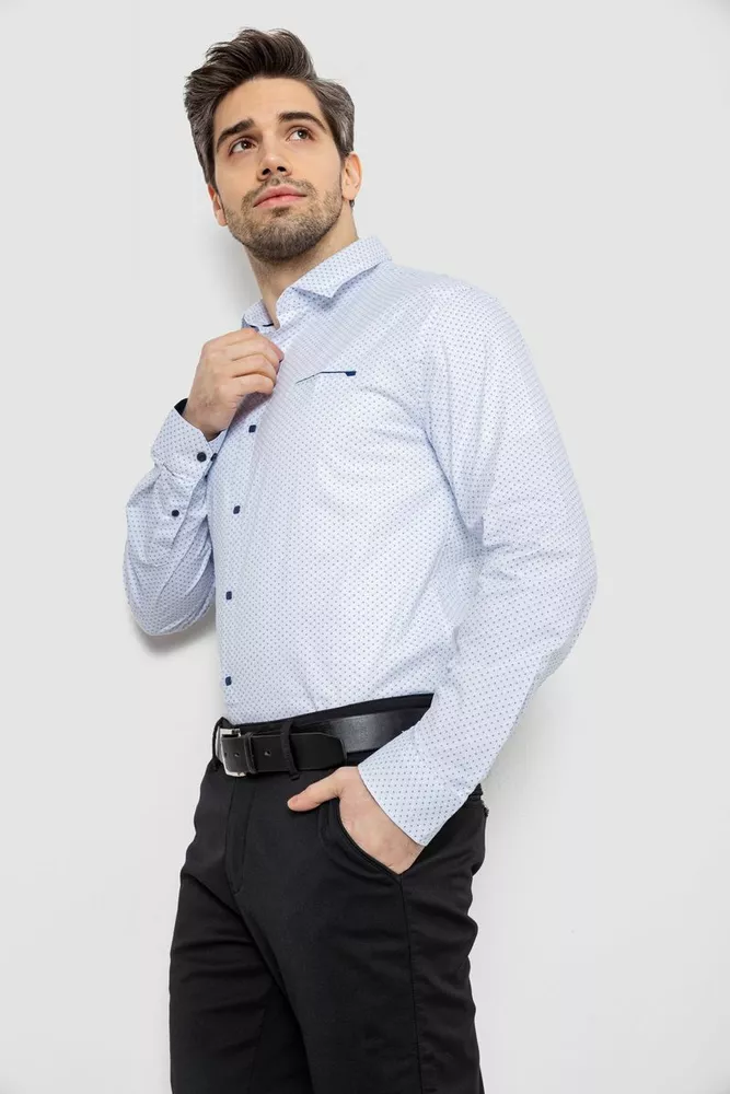 Купити Сорочка чоловіча однотонна з принтом, колір білий, 186R2011 - Фото №3