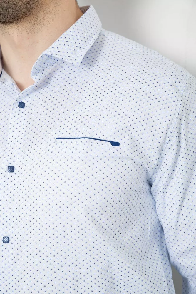 Купити Сорочка чоловіча однотонна з принтом, колір білий, 186R2011 - Фото №5