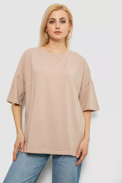 Футболка женская однотонная, цвет бежевый, 244R2023