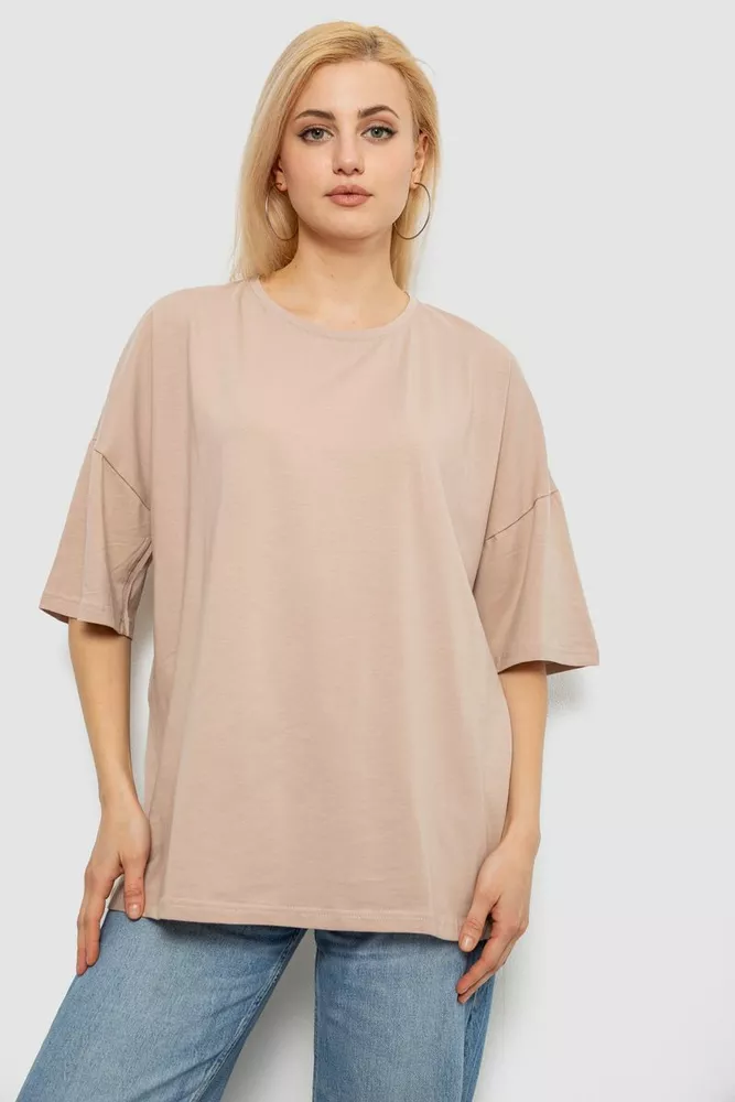 Купить Футболка женская однотонная, цвет бежевый, 244R2023 - Фото №1