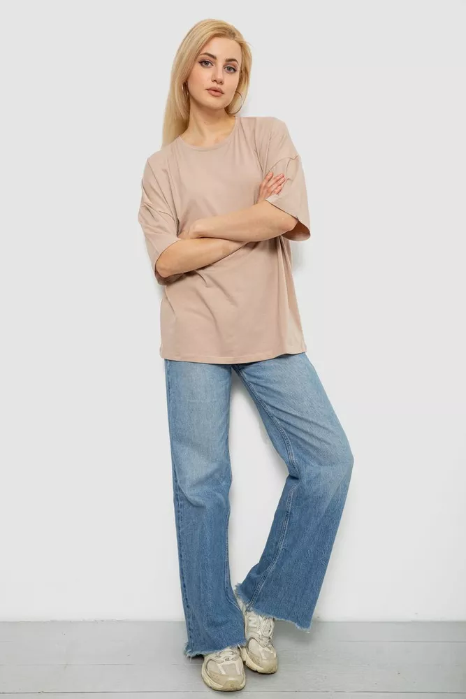 Купить Футболка женская однотонная, цвет бежевый, 244R2023 - Фото №2