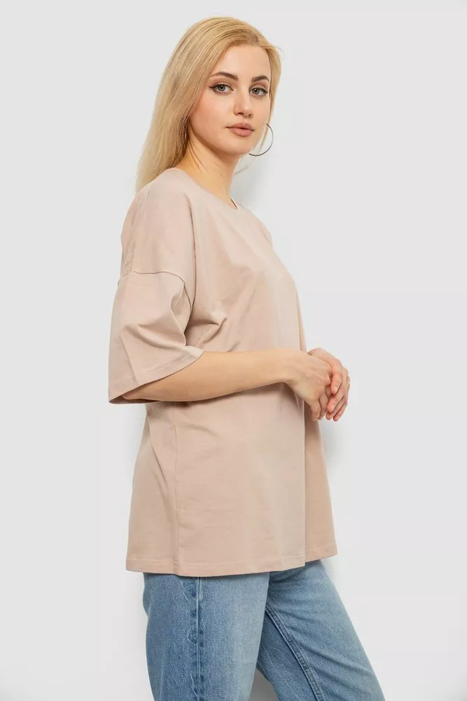 Купить Футболка женская однотонная, цвет бежевый, 244R2023 - Фото №3