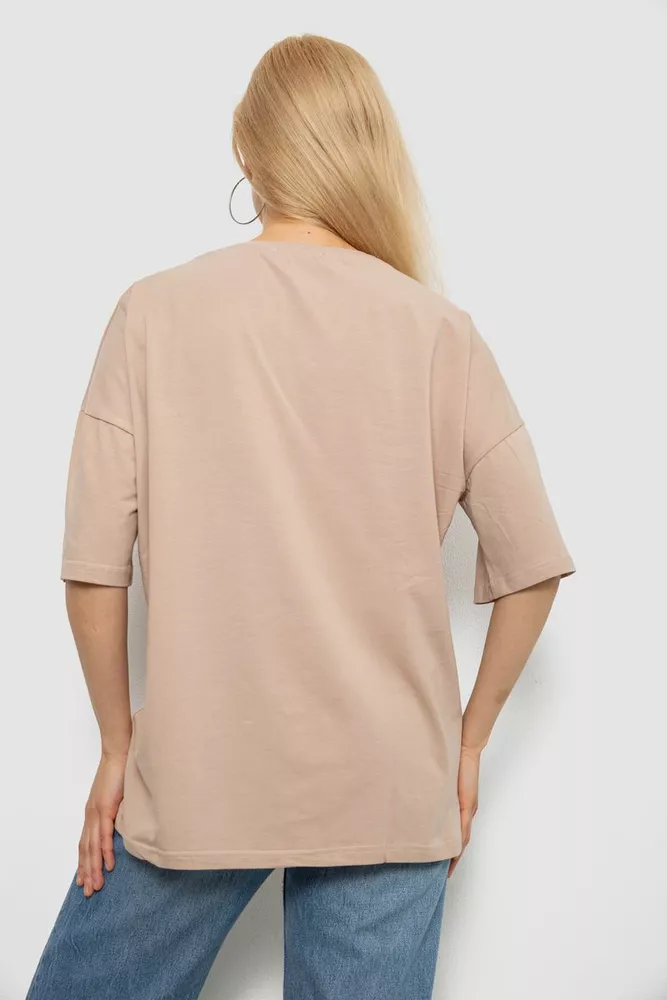 Купить Футболка женская однотонная, цвет бежевый, 244R2023 - Фото №4