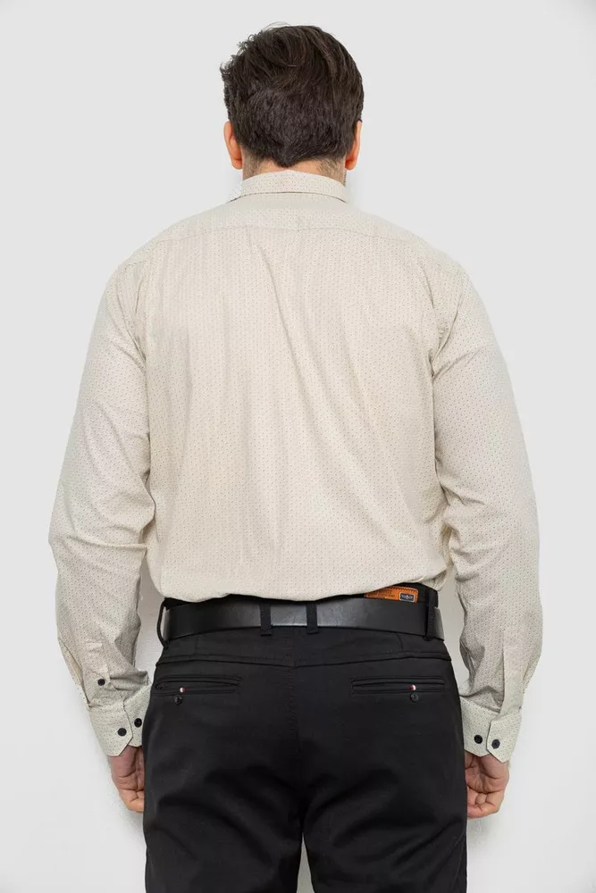 Купить Рубашка мужская однотонная с принтом, цвет бежевый, 186R2011 - Фото №4
